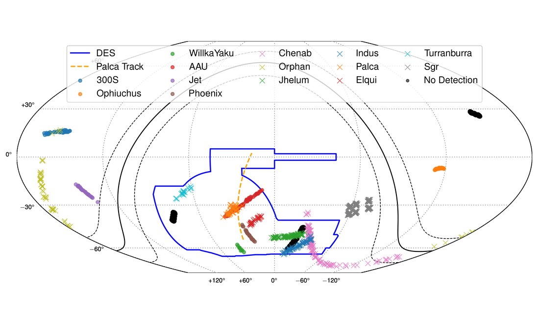 On-sky map of stellar streams observed by S5